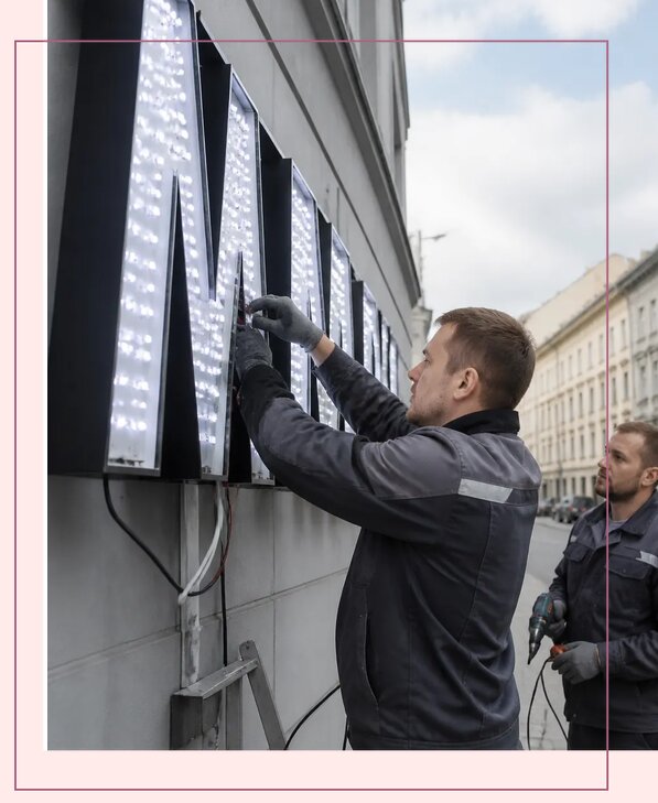 Изготовление и монтаж светодиодных LED вывесок в Евпатории